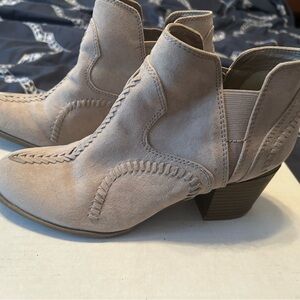 Indigo Taupe Suede Ankle Booties